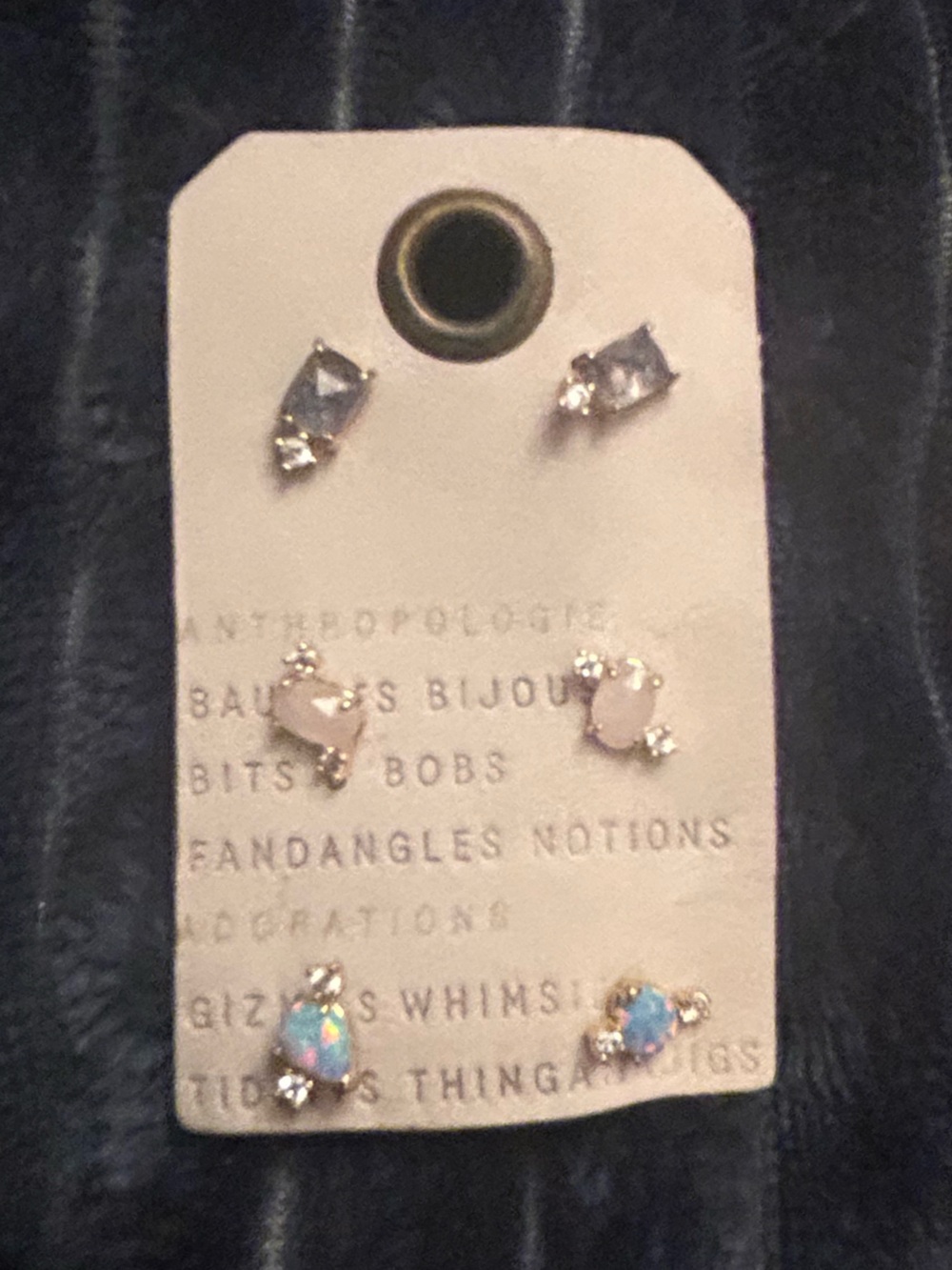 NWT Anthropologie 3-Pair Gold Stud Earring Set